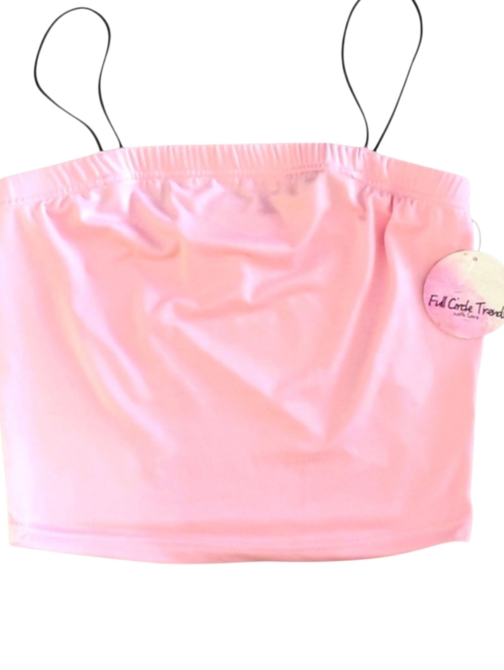 Full Circle Trends Strap Crop Top Pink Stretch Comfy Summer Top